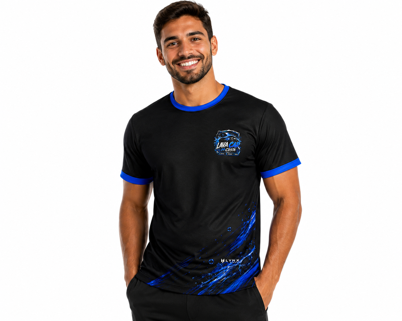 Camiseta esportiva azul cobalto Lynx Sports
